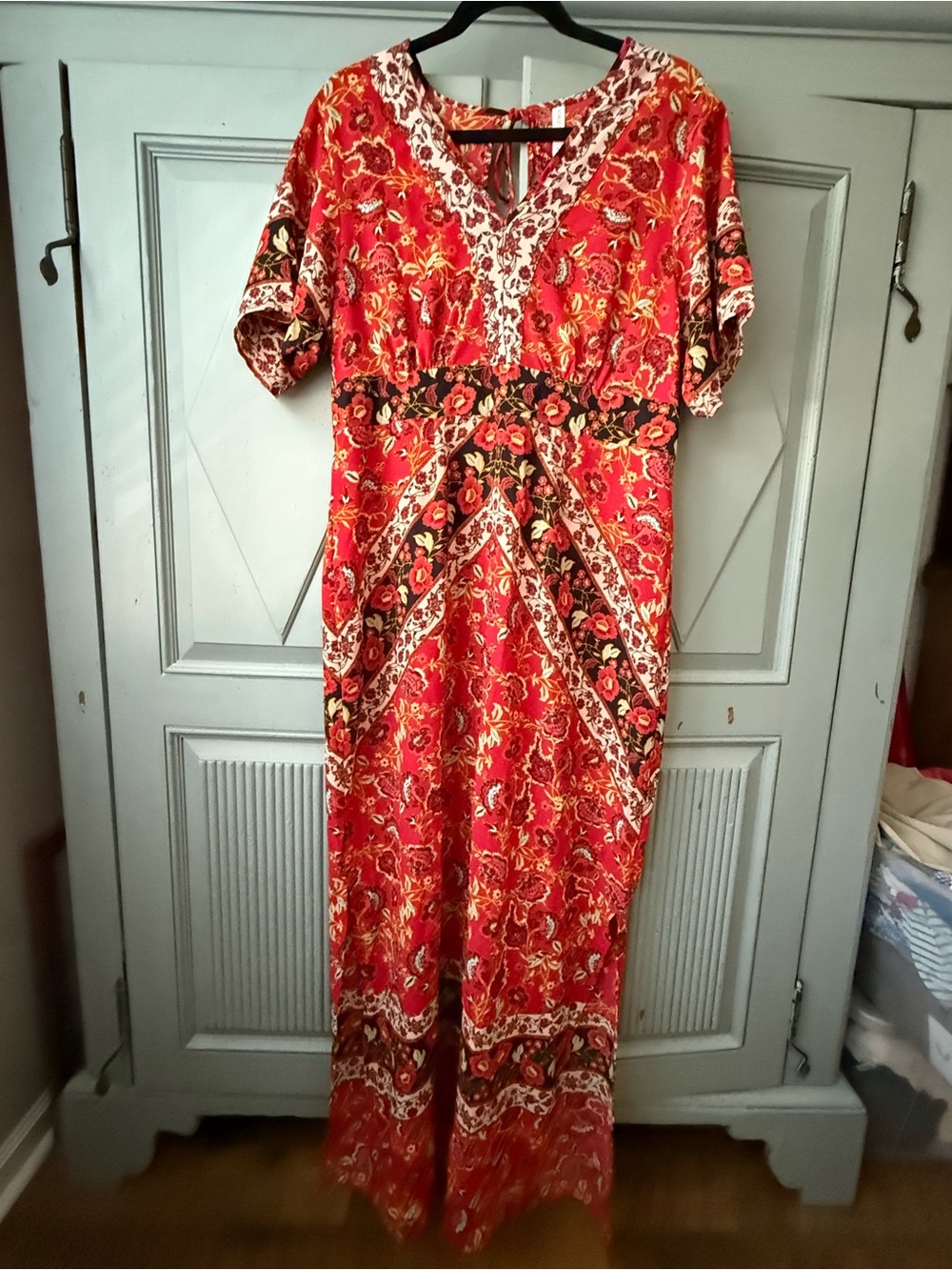 Xhilaration Red Floral Boho Maxi Dress